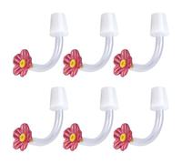 Lot de 6 tubes d'alimentation en forme de colibri avec embout anti-goutte et brosse anti-gouttes - Ports d'alimentation multifonctions pour pelouse, jardin, extérieur (type L, rouge)