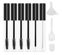 Lot de 6 tubes de mascara vides et baguette - Flacon de mascara de 10 ml et baguette vides avec 6 inserts en caoutchouc, 3 compte-gouttes et 3 entonnoirs pour éviter les fuites pour la croissance des