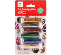 Lot de 6 tubes de paillettes métallisées - Assortiment de couleurs - Loisirs créatifs enfant - Apli Kids