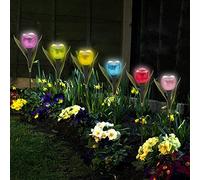Lot de 6 tulipes solaires de jardin en forme de tulipes - Lampes solaires décoratives à LED - Étanche - Multicolore - Pour jardin, terrasse, jardin, pelouse