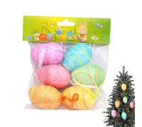 Lot de 6 œufs de Pâques décoratifs pour arbre - Œufs de Pâques suspendus avec ruban pour la décoration du panier de Pâques - Accessoires de fête pour la maison