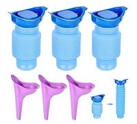 Lot de 6 urinoirs rétractables, toilettes de voyage d'urgence, 750 ml, mini urinoir universel pour homme, urinoir d'urgence réutilisable, urinoir pour femme pour enfants, adultes, embouteillages de
