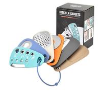 Lot de 6 ustensiles de cuisine en acier inoxydable - Outils de cuisine économes de l'espace - Accessoires de cuisine | Couteau à fromage, éplucheur, roulette à pizza, décapsuleur, moulin à ail | 6