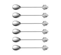 Lot de 6 ustensiles de cuisine multifonction en alliage de zinc motif érable pour boissons, desserts, coffret cadeau cuillère