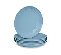Lot de 6 Vaisselle Classique en Plastique Dur Réutilisable et Incassable pour Fêtes et Événements Bleu (20 cm)