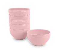 Lot de 6 Vaisselle Stilo avec finition brillante en plastique dur réutilisable et incassable pour fêtes et événements Rose (Bol 13 cm)