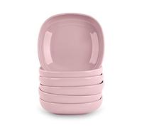 Lot de 6 Vaisselle Stilo avec finition brillante en plastique dur réutilisable et incassable pour fêtes et événements Rose (assiette 13 cm)
