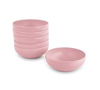 Lot de 6 Vaisselle Stilo avec finition brillante en plastique dur réutilisable et incassable pour fêtes et événements Rose (bol 16 cm)