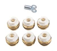 Lot de 6 vannes d'aération de radiateur 1,27 cm en laiton manuel pour systèmes de chauffage central, haute pression, 10 bar, 120 C, construction en cuivre anti-fuite