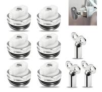 Lot de 6 vannes de purge de radiateur 1/2" en laiton nickelé avec 3 clés de purge - soupape d’aération manuelle pour chauffage central, évacuation d’air radiateur, compatible appartement maison bureau