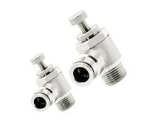 Lot de 6 vannes d'étranglement pneumatiques en cuivre nickelé, à bouchon rapide et filetage externe.(SL4-M5)