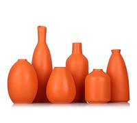 Lot de 6 vases bourgeons en céramique Orange, décor de Ferme, cheminée, Manteau et étagère, décoration de la Maison pour Salon, entrée, Salle de Bain, Cuisine et Bureau, décoration de Table Basse