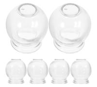 Lot de 6 Ventouses en Verre Épaisses, Résistantes à Chaleur, Ergonomiques | Bords Arrondis, Fond Antidérapant, Col Spiralé, Format Portable pour Épaules et Bras, Usage Bureau et Voyage