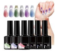 Lot de 6 vernis à ongles en gel pour ongles - Changement de couleur en fonction de la température - Facile à utiliser - Durée de vie de 21 jours - Manucure cosmétique - Pour les déplacements, les