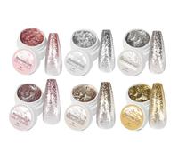 Lot de 6 vernis à ongles gel à paillettes chrome platine pour | Accessoires de décoration de manucure pour les fêtes, les voyages, les salons de vie quotidienne