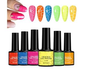 Lot de 6 vernis à ongles gel craquelé - Vernis à ongles gel fluorescent - 7 ml - Pour un coiffage durable et résistant aux puces - Pour un mariage et un photographe quotidien en salon