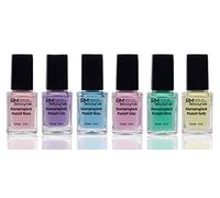 Lot de 6 vernis à ongles pastel, 12 ml, rose, violet, bleu, lilas, menthe, jaune, stamping RM Beautynails