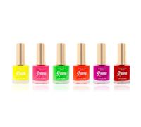 Lot de 6 Vernis Fluo Effet Gel Couleur Fluo - Jaune Fluo, Vert Fluo, Corail Fluo, Rose Fluo