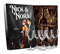 Lot de 6 verres à cocktail rétro en cristal - 140 ml - Pour Martini, Manhattan, Cosmopolitan, Classique - 113,4 g - Petits verres avec longues tiges