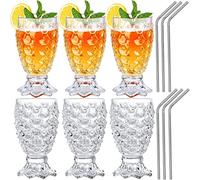 Lot de 6 verres à cocktail uniques en verre TiKi en forme d'ananas pour cocktail, vin, jus, eau, lait. Passe au lave-vaisselle