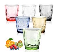 Lot de 6 verres à eau en plastique multicolores de 330 ml - Réutilisables - Verres en plastique incassables pour boissons froides et chaudes - Verres à eau empilables pour pique-nique, camping, fête