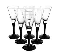 Lot de 6 verres à pied noir Verres à liqueur 50 ml Transparents