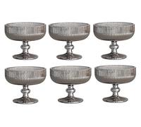 Lot de 6 verres à vin colorés vintage avec gaufrage (ligne/gris argenté/300 ml), verres à boisson, verres à vin, verres à eau, verres à champagne, carafe, coupe à dessert, verre à boire, verre à vin,