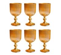 Lot de 6 verres à vin colorés vintage avec gaufrage (ligne/jaune/350 ml), verres à boisson, verres de mariage, verres à champagne, carafe, coupes à dessert, verres en verre, verre à vin, verre à eau,