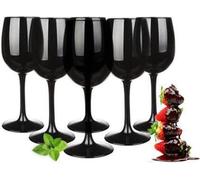 Lot de 6 verres à vin de 300 ml Verres à vin rouge noir Verres à vin blanc Verre à pied