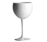 Lot de 6 verres à vin en plastique blanc élégant. Fabriqué à partir de polycarbonate incassable avec une finition haute brillance.