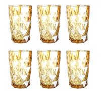 Lot de 6 verres à vin et à boire vintage colorés avec motif diamant (Rombus), verres à cocktail avec gaufrage, verre doré brillant