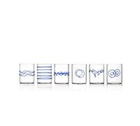 Lot de 6 verres déco bleu