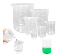Lot de 6 verres doseurs en plastique - 25 ml, 50 ml, 100 ml, 150 ml, 250 ml, 500 ml, avec graduation pour bricolage, moulage, fabrication de bijoux, laboratoire, cuisine, détergent, produits chimiques