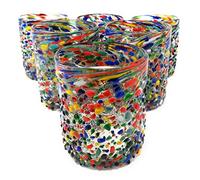 Lot de 6 verres mexicains soufflés à la main - Verres à confettis (300 ml chacun)