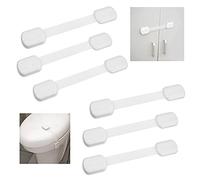 Lot de 6 verrous de sécurité pour enfants (Blanc) - Empêche les blessures et l'ouverture (four), portes, évier de cuisine), armoires