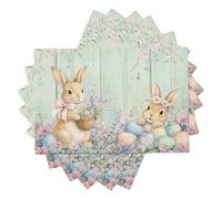Lot de 6 Vert Clair Sets de Table Œufs De Pâques Thème De Pâques Lavables, Lapin Fleurs Sets de Table Résistants à la Saleté Antidérapants, pour Restaurants familles Décoration de Fête 45x30cm