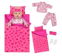 Lot de 6 vêtements de poupée pour bébé de 43 cm, avec motif de lapin, sac de couchage, masque pour les yeux, coussins, chaussettes, accessoires pour poupée de 35,5 à 45,7 cm, cadeau pour fille