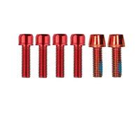 Lot de 6 vis de potence de vélo en acier inoxydable pour guidon de vélo - Pièces de rechange - Rouge M5 x 4 + M6 x 2