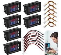 Lot de 6 voltmètre numérique LED 0,28" - Ampèremètre : DC 0-100 V 50 A - Multimètre rouge et bleu - Double affichage couleur - Voltmètre - Module de tension - Testeur de panneau