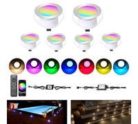 Lot de 6 WIFI Multicolore RGB+Blanc chaud 1.5W Ø61mm Spot Encastrable Exterieur Dimmable Fonctionne Avec Alexa, Google Home,Spots LED Encastrable DC 12V