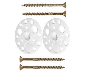 Lot de 6 x 160-100 rondelles d'isolation avec vis 60 mm pour la fixation et le soutien de tous les types de panneaux d'isolation souples à moyens, répartition de la charge