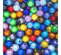 Lot de 60/100/200/300/600 perles réfléchissantes de 4 à 12 mm - Illusion 3D - Perles miracles brodées - Perles acryliques pour la fabrication de bijoux - Jolies sous la lumière