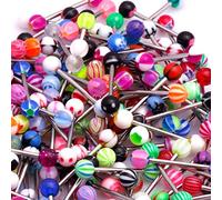 Lot de 60 anneaux de langue mixtes en acier inoxydable, bijoux tendance, anti-allergique, anti-décoloration, design spécial personnalité unique