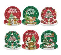 Lot de 60 assiettes de Noël jetables en carton de 22,9 cm, décorations Père Noël, bonhomme de neige pour les vacances d'hiver, le Nouvel An, fournitures de fête de Noël