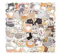 Lot de 60 autocollants amusants en motif chat kawaii pour bouteille d'eau, autocollants esthétiques pour scrapbooking, ordinateur portable, téléphone (A)