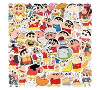 Lot de 60 autocollants japonais de dessins animés, Crayon Shin-chan Anime imperméable en vinyle mignon pour ordinateur portable, bagages, skateboard, adolescents, enfants