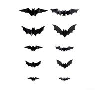 Lot de 60 autocollants lumineux 3D chauve-souris pour Halloween décoration murale intérieure ou extérieure - Compatible avec murs et portes peints en verre et métal