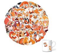 Lot de 60 autocollants renard, autocollants animaux de la forêt, renards, autocollants pour ordinateur portable, renards, autocollants en vinyle imperméables pour scrapbooking, skateboard, voiture