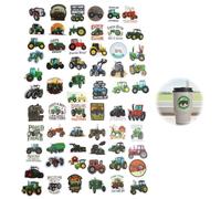 Lot de 60 autocollants tracteur imperméables et réutilisables pour voiture, chambre d'enfant, livre, cahier et papier cadeau, décoration de véhicules, décoration de chantier, accessoires graffiti pour