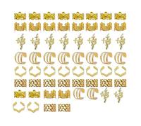 Lot de 60 bagues de cheveux réglables pour tresses et dreadlocks - 6 styles différents - Doré